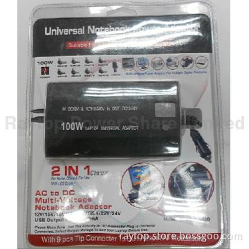 Uniersal Laptop Adapter, 100W, DC15-20V, CE,RoHS approved.